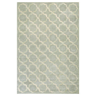 Amazing Modern Design in a Light Gray Background Contemporary Cotton Hooked Rug