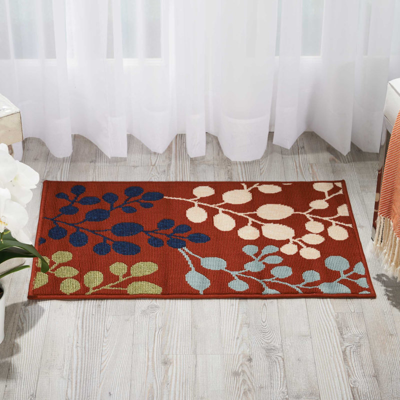 Caraker Floral Indoor / Outdoor Rug, Rectangle 2'3" x 7'6"