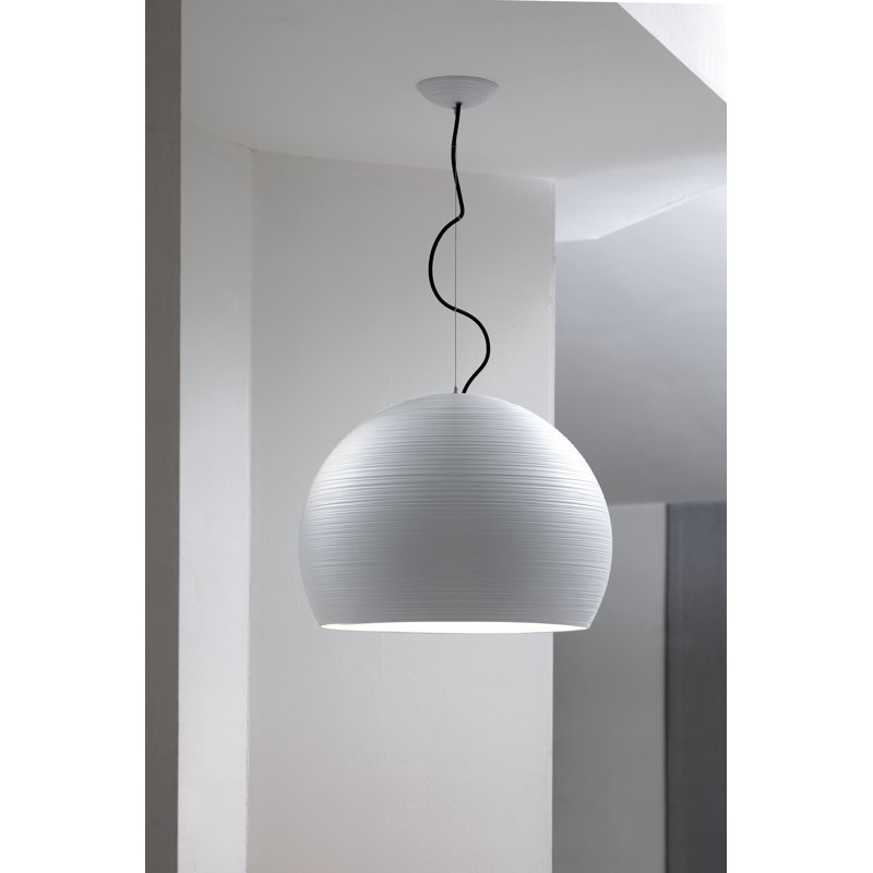 Tyrone Bowl LED Pendant, 150 cm H x 35cm diameter, White lacquer