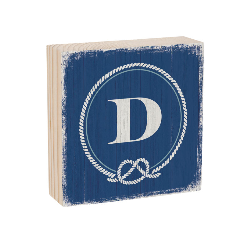 Coastal Wooden Plock Monogram Nautical 6" D
