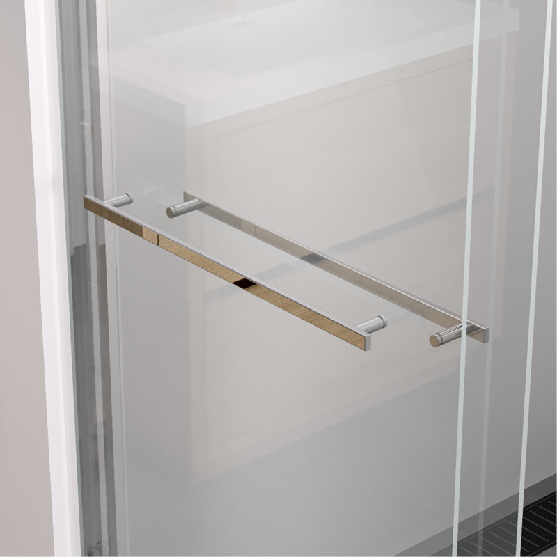 44 - 48"X76" Finished Sliding Glass Shower Enclosure, Double Bathroom Door With 1/4"  6Mm  Clear Tempered Glass, American Style, Easy To Install For Bathroom, Aluminum Frame, And , Reversible Setup
