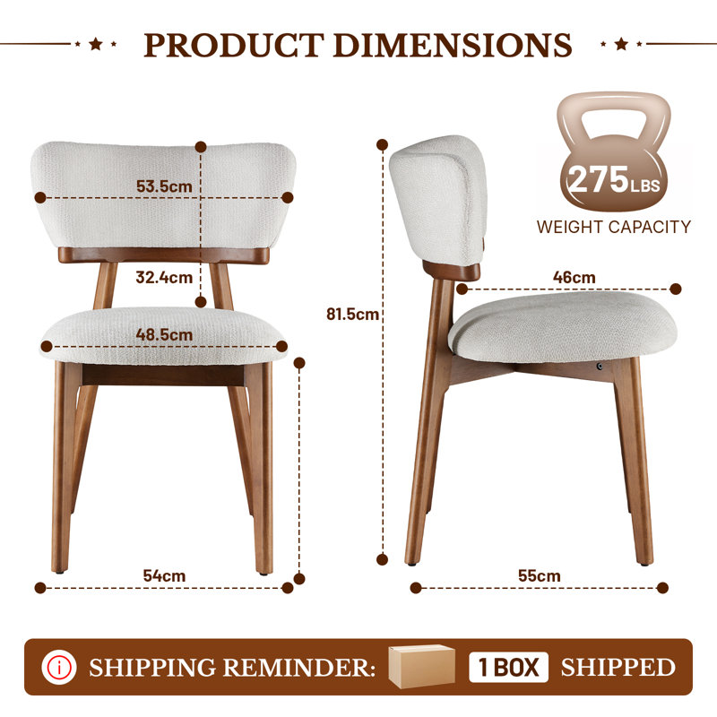 Upholstered Solid Wood Dining Chair Side Chair, Light Grey