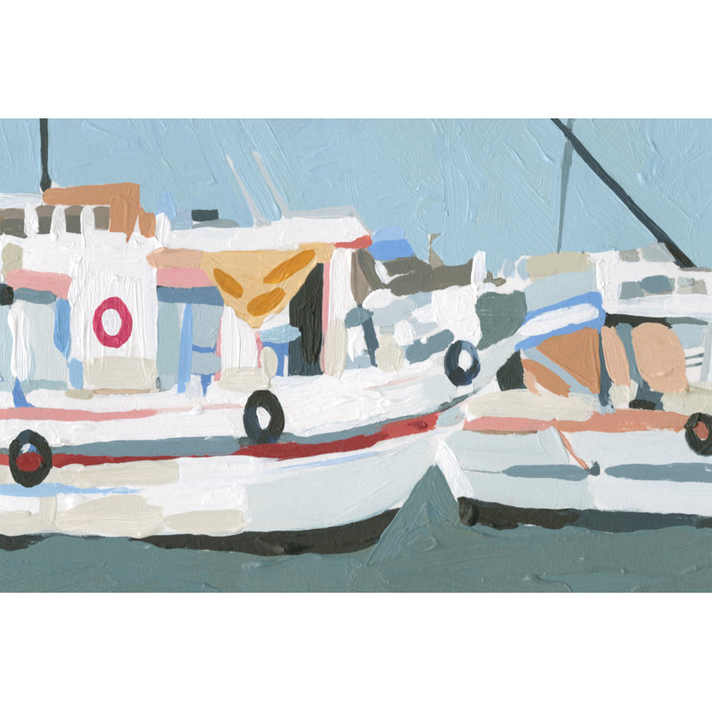 Bright Boats II by Emma Caroline - Painting, Wrapped Canvas, 61 cm H x 91 cm W