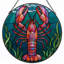 Panneau de vitrail en verre coloré 7,8 po H Lobster Sea-1544632943