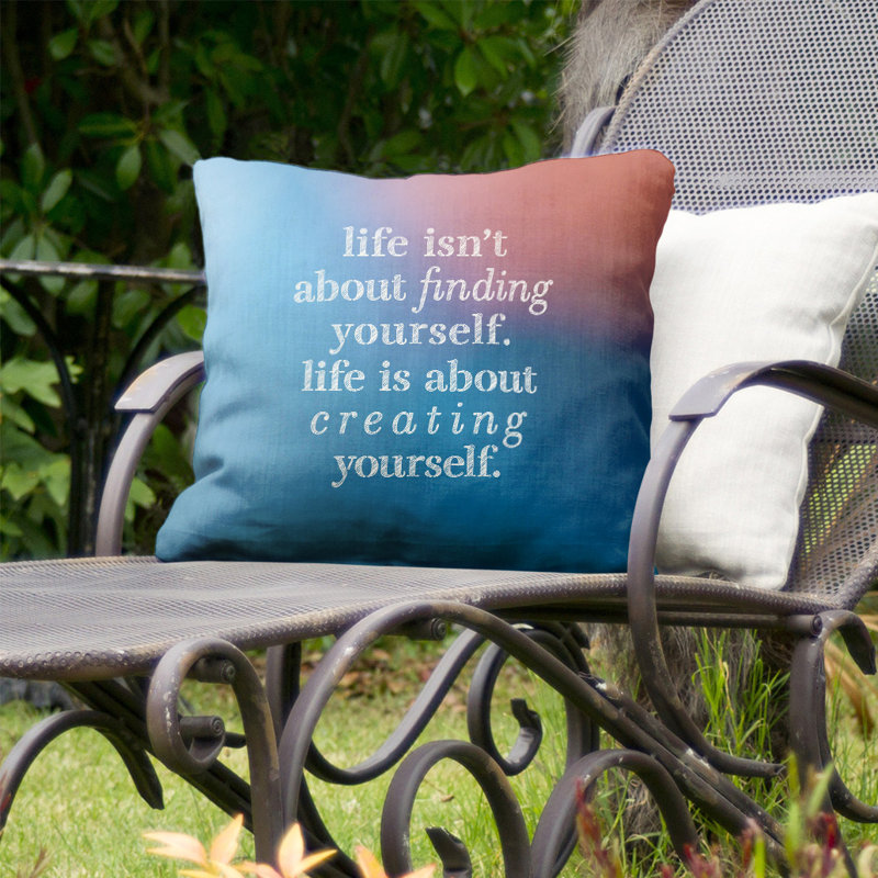 Outdoor Reversible Throw Pillow, 18" x 18", Blue/Pink