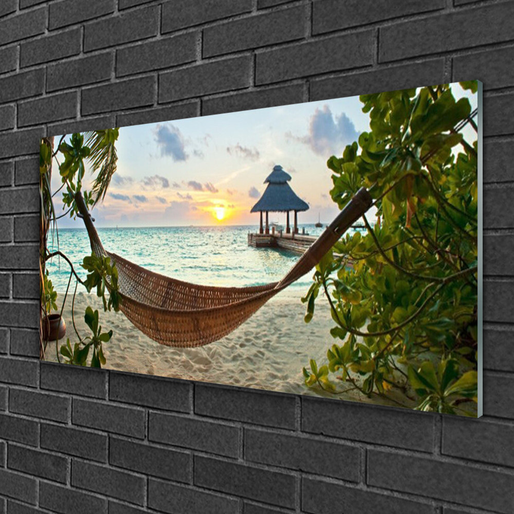 Glasbild Landscape Beach Hammock