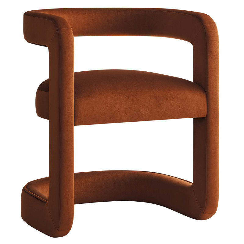 Winslow Barrel Performance Velvet Dining Chair, Rust