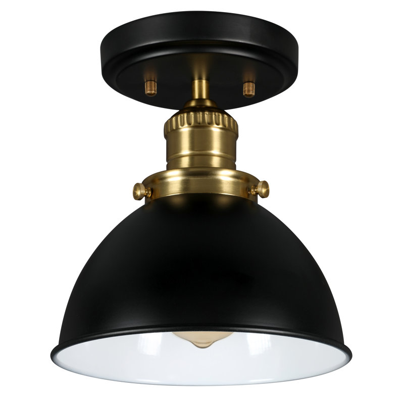Sumler Semi Flush Mount, Matte Black/Satin Gold