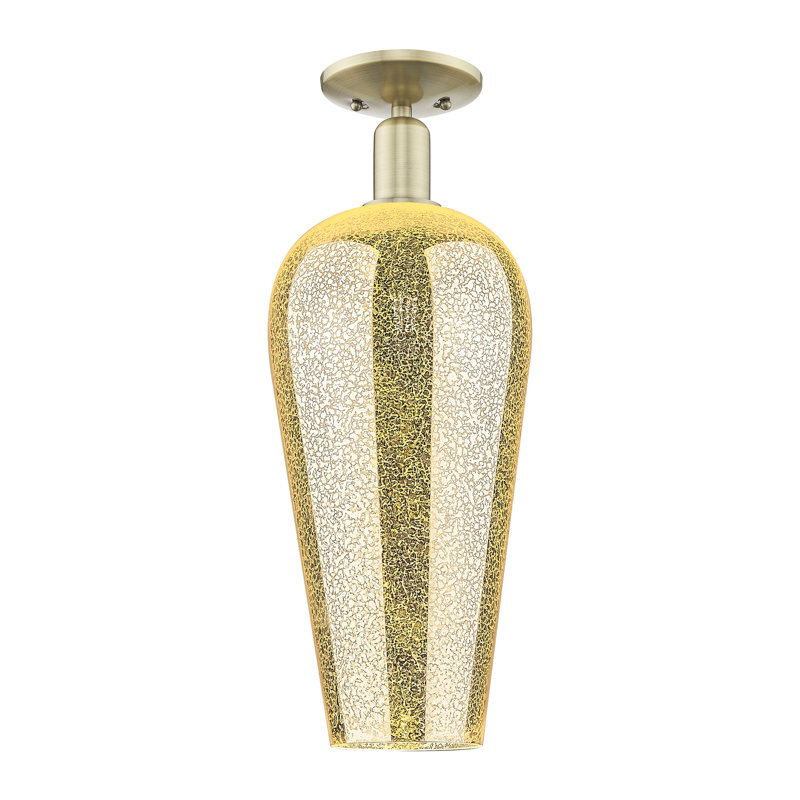 Chelsea 1 Light Semi-Flush Mount, Mercury Deco Swirl, Antique Brass