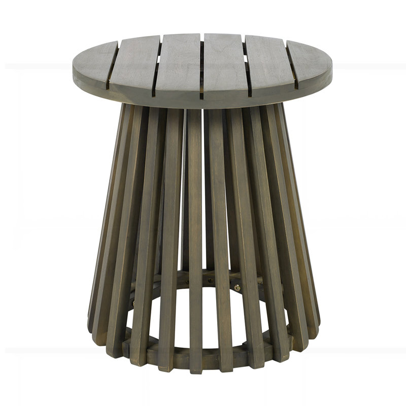 Outdoor Acacia Wood Patio Side Table, Gray