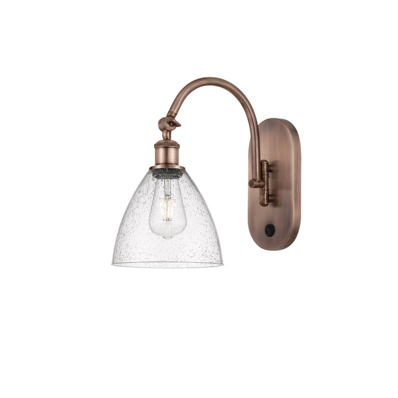 Bras pivotant en verre Amenda, Ampoule non incluse, Cuivre antique