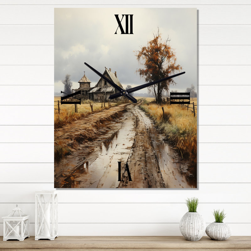 Horloge murale Barns Misty Morning, H 28 po x l 12 po x P 1 po
