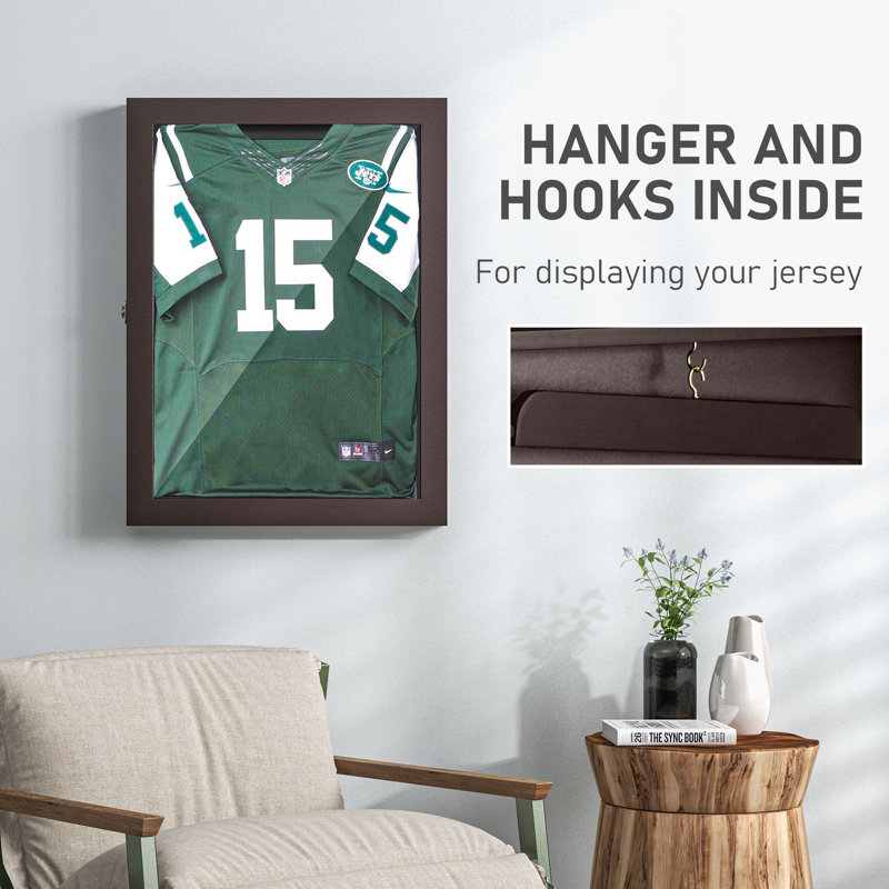 Brown Lockable Wall-Mounted Acrylic Jersey Display Case