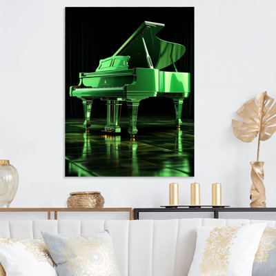 Vert et noir Grand Piano Elegance - Piano, art mural en métal