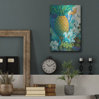 Red Barrel Studio® 'Pineapple Floral' by David Galchutt Metal Wall Art