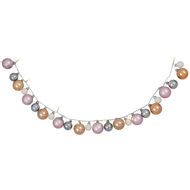 Ornament String Christmas Lights - Warm White - Clear Wire, Pink