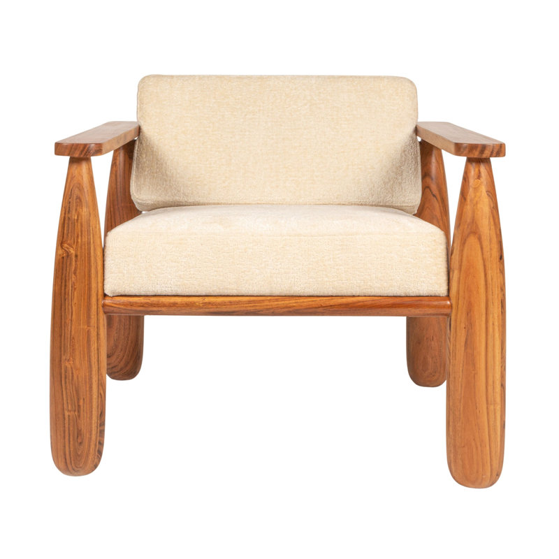 Acacia Wood and Crushed Velvet Arm Chair