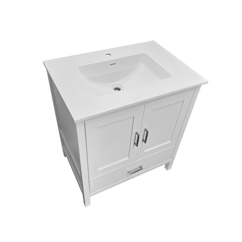 Meuble-lavabo autoportant en bois massif de qualité supérieure 30 po avec tiroir inférieur