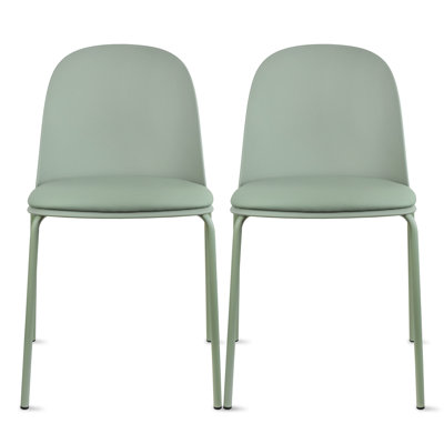 Appley Modern Stackable Dining Chairs – Set of 2, Plastic Seat with Padded Cushion & Metal Legs for Kitchen or Dining Room
