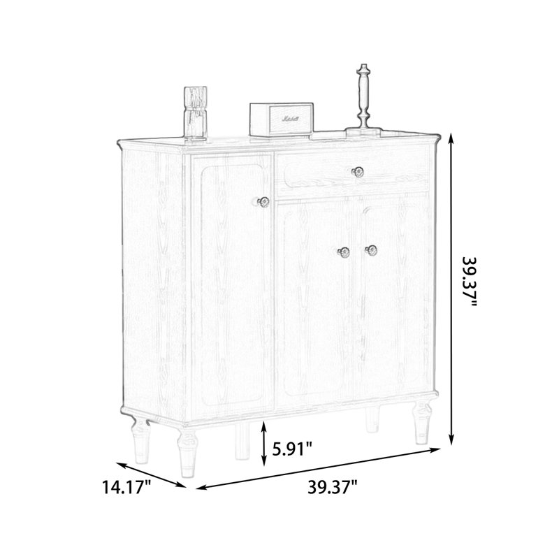 Banc de rangement blanc en bois manufacturé, H 39,37 po x l 39,37 po x P 14,17 po, Blanc