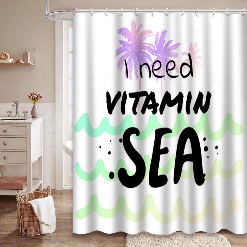 Rideau de douche Vitamin Sea Summer Palm Trees, L 72 po x l 72 po