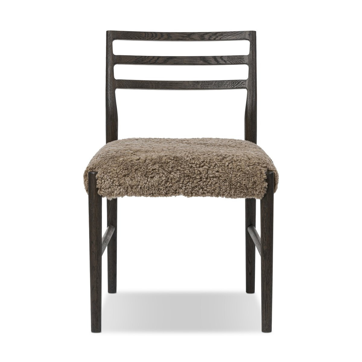Lindyn Cotton Oak Side Chair, Scrubbed Oak Black, Taupe Shearling