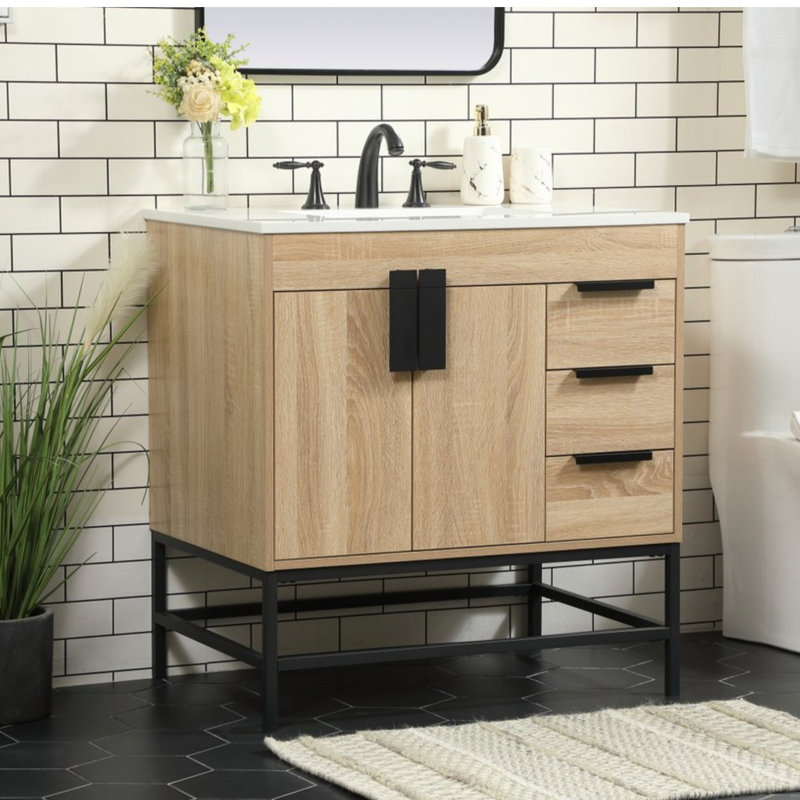 Ensemble de meuble-lavabo simple 32 po Eugene, Bois de manguier