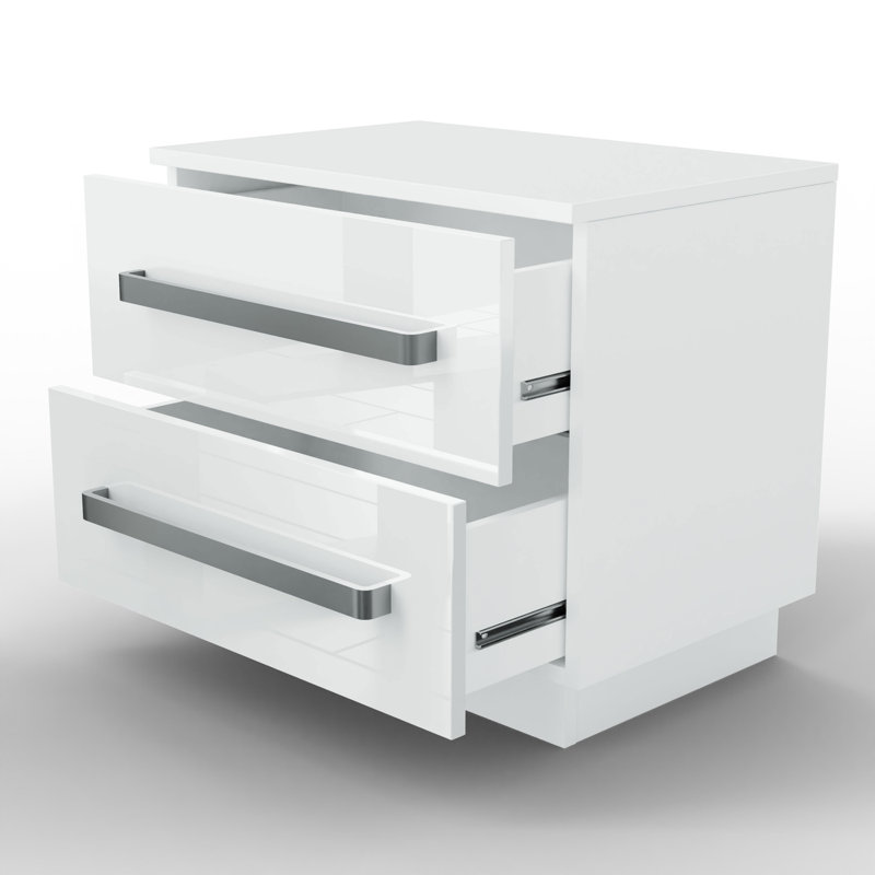 Varonique 55cm W Manufactured Wood Bedside Table, White