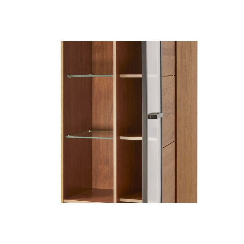 Laimondo Solid + Manufactured Oak Wood 1-Door Display Cabinet, Left