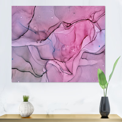 Paysage de marbre rose et mauve - peinture sur toile