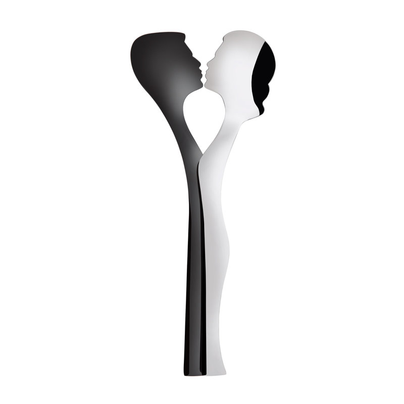 Abbraccio Stainless Steel Salad Servers, Silver/Black