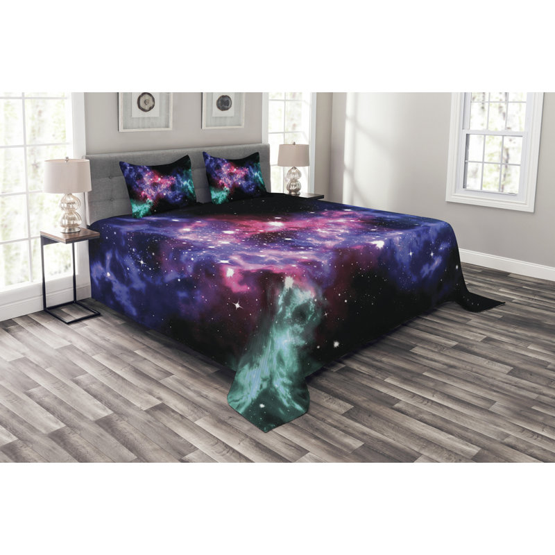 Outer Space Bedspread Set with Shams, 220 x 264 cm