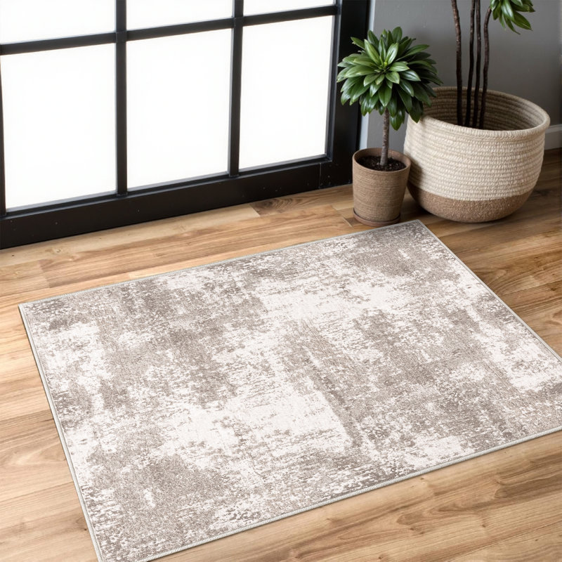 Tapis abstrait lavable à la machine avec envers antidérapant Amot, Rectangulaire 2 pi x 3 pi