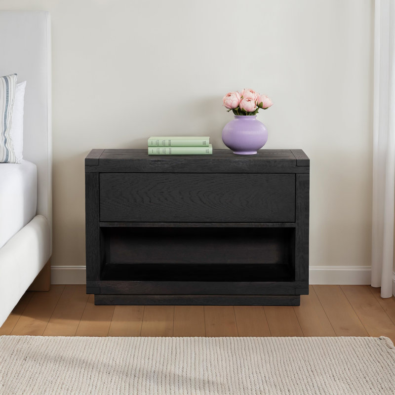 Nemo 36'' W Solid Wood Nightstand, Black