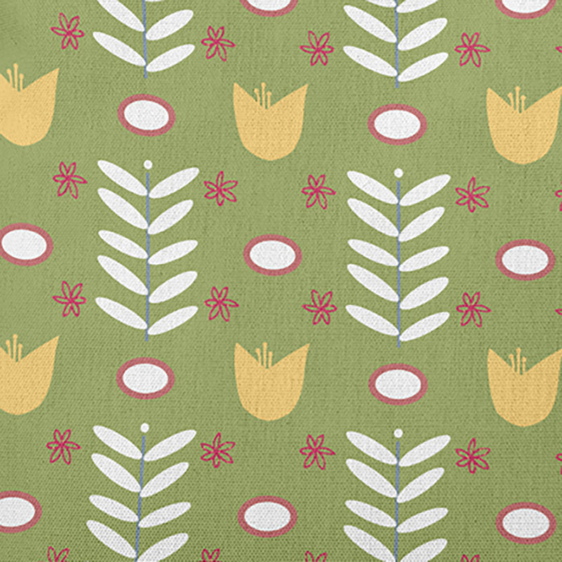 Floral Outdoor Reversible Throw Pillow, Green