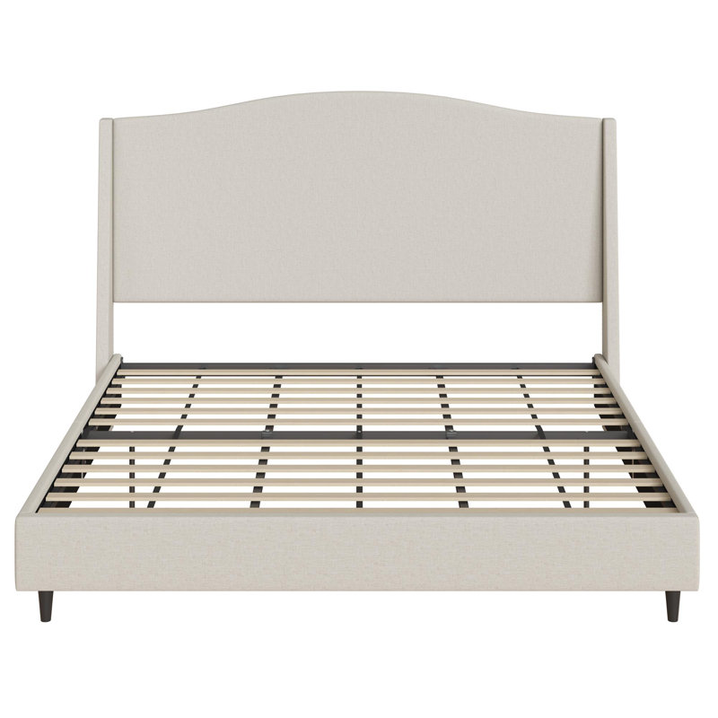Oakley Wingback Upholstered Bed, Beige, King