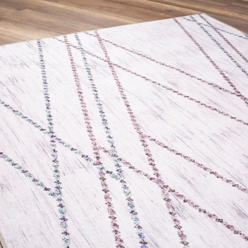 Luxurious Machine Washable Area Rug, 4.9 x 7.5 Feet, 100% Polyester, 1850 g/m², Pile Height: 0.2 inches | Eco-Friendly Recycled Poly Cotton Backing | Perfect for Living Room & Bedroom, Soft and Durable Design