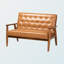 Causeuse Kellar de 49,4 po avec accoudoirs carrés, similicuir brun clair, H 33,3 po x l 49,4 po x P 29,7 po