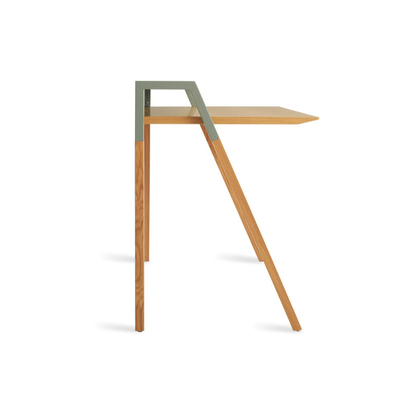 Cant Solid Wood Writing Desk, Gray Green/White Oak
