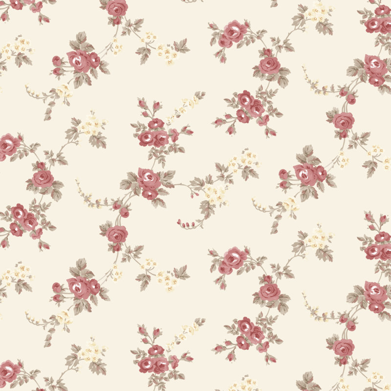 Rouleau de papier peint L 33 pi x l 20,5 po Christopher Chic Rose, Rouge / Crème / Brun