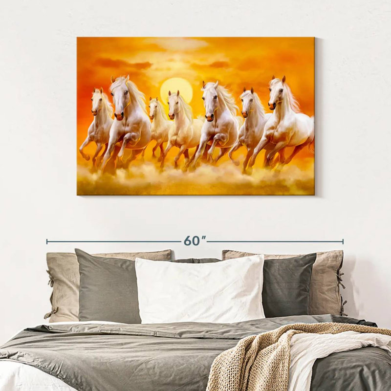 Seven Running Horses Canvas Print, 32" H x 48" W x 1.25" D