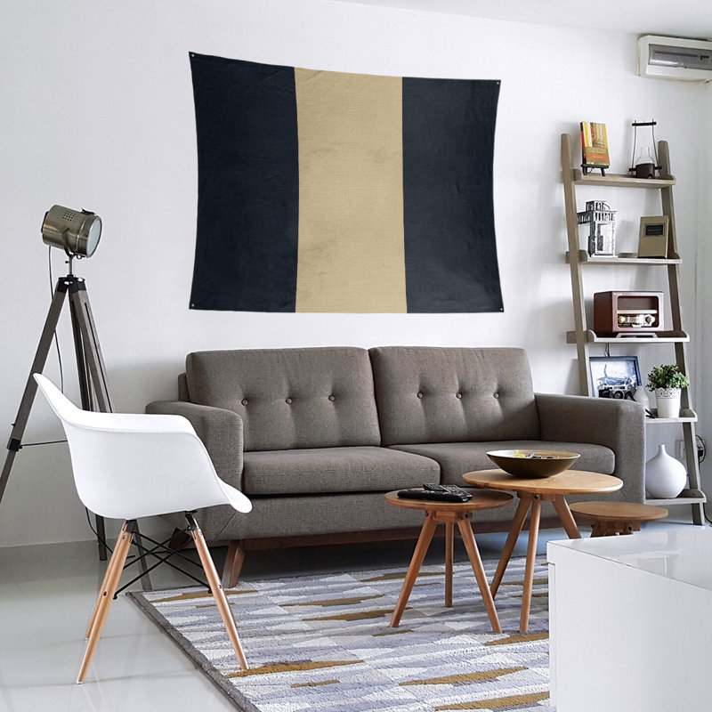 Polyester tapisserie de la Nouvelle-Orléans, H 27,5 po x l 37,5 po, Noir / or