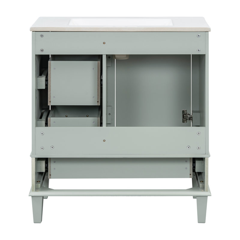Combinaisons de lavabo de salle de bain modernes en bois massif vert moderne convenant aux maisons contemporaines