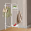 Porte-vêtements d'angle moderne blanc, support à vêtements autoportant réglable à 90 ° - 180 ° avec tablettes et crochets-2046351729