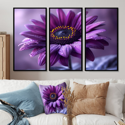 Ensemble de décoration murale moderne tournesol mauve fusion II