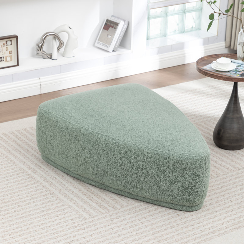 Sam Faux Fur Upholstered Ottoman, Green