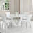 47.2" Round Dining Table Set, Modern Dining Table with High Back Faux Leather Chairs, Kitchen & Dining Room Table Set-118758761-118758764