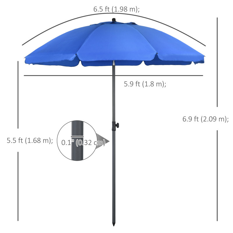 Parasol de 70,9 po Shalie avec contrepoids inclus, Bleu