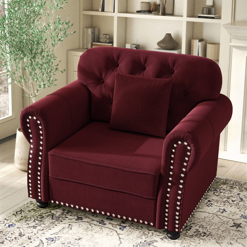 Fauteuil d'appoint Chesterfield 41,3 po Annalease, Bourgogne