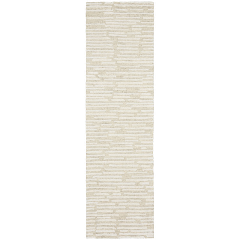 CK010 LINEAR Striped Hand Woven Area Rug, Runner 69 x 244cm